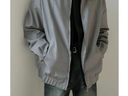 Casual Zip-Up Elastic Hem Jacket Sale