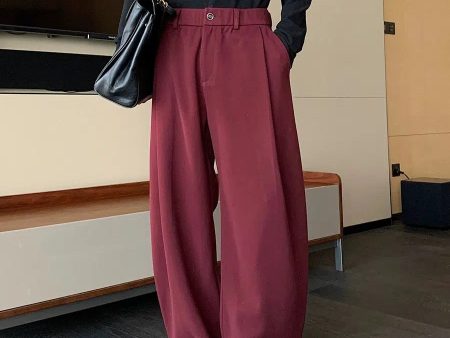 Button Detail Wide-Leg Casual Pants Online