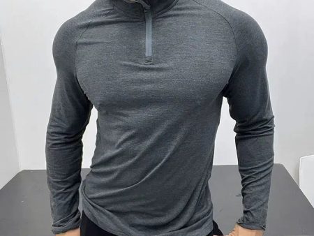 Athletic Quarter-Zip Collar Slim Shirt Hot on Sale