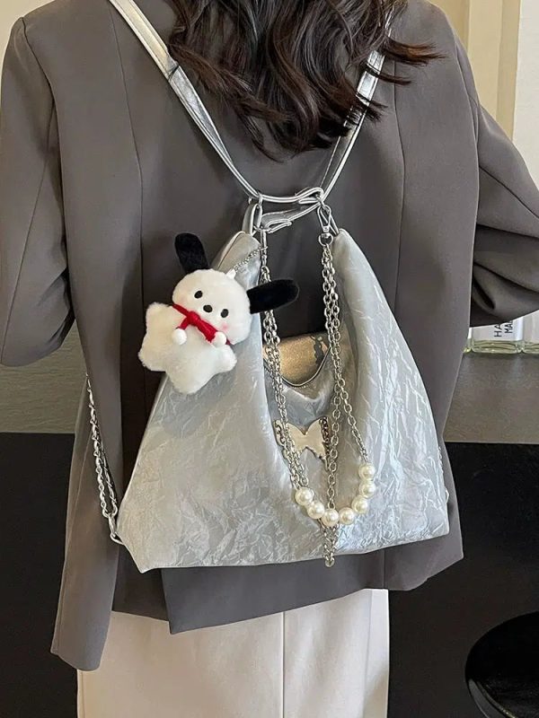 Butterfly Pearl Chain Decoration Tote Bag Online Hot Sale