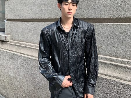 Wrinkled Leather Shirt Discount