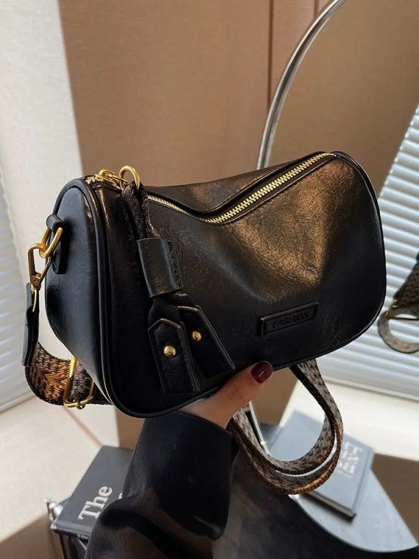 Tassel Accent Leather Shoulder Bag Discount