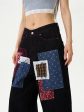 Wide-Leg Patchwork Denim Pants Cheap