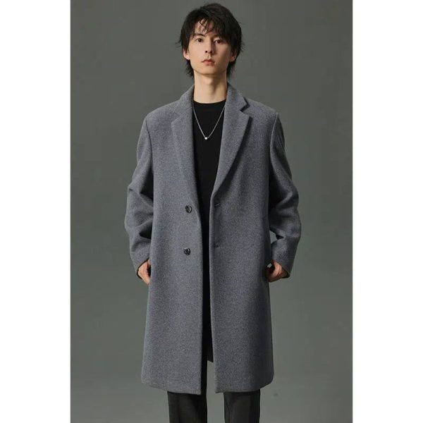 Wool Overcoat with Button Closure Online Hot Sale