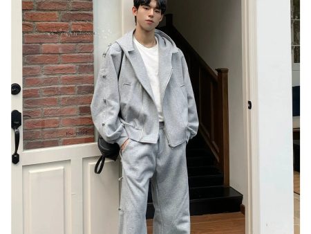 Zip Hooded Jacket Track Pants Set Supply