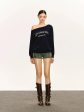 Text Print Off-Shoulder Pullover Fashion