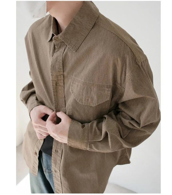 Casual Button-Up Long Sleeve Shirt Online Hot Sale