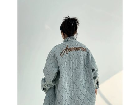 Button Closure Oversized Quilted Coat Online Sale