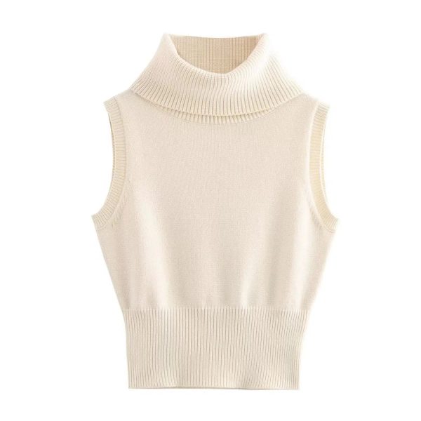 Turtleneck Sleeveless Knit Top For Sale