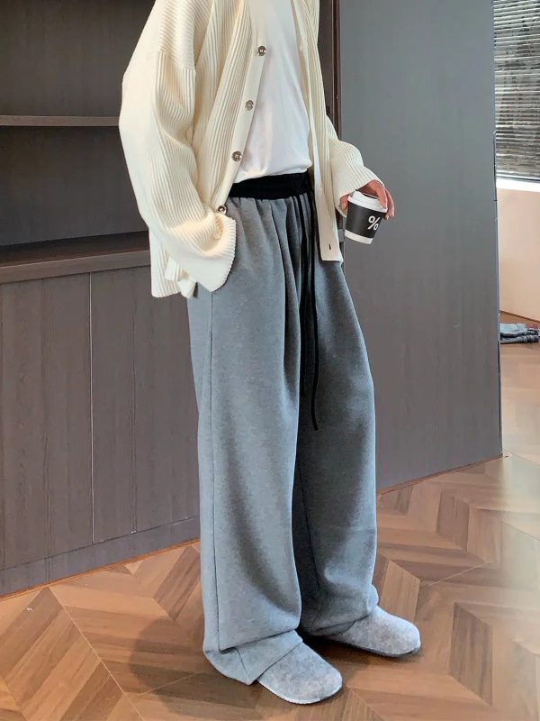 Wide-Leg Drawstring Casual Pants For Discount