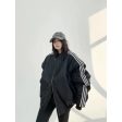 Striped Sleeves Casual Oversized Jacket Discount