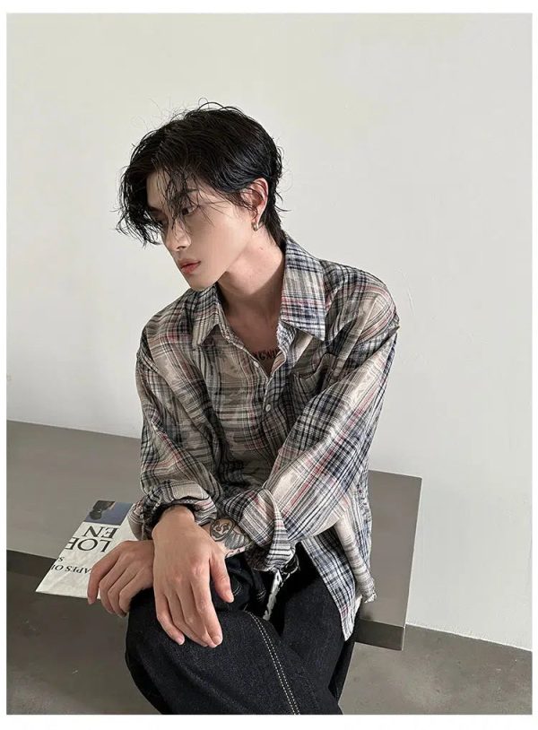 Camouflage Plaid Long-Sleeve Shirt on Sale