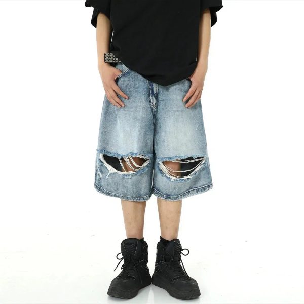 Washed Ripped Denim Shorts For Discount