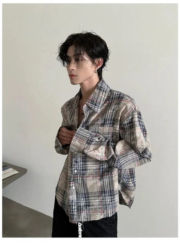 Camouflage Plaid Long-Sleeve Shirt on Sale