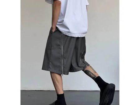 Wide-Leg Zip-Up Casual Shorts Online now