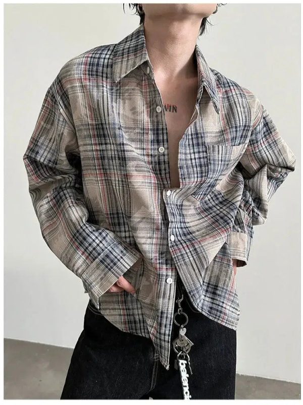 Camouflage Plaid Long-Sleeve Shirt on Sale