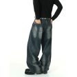 Wide-Leg Washed Denim Pants For Sale