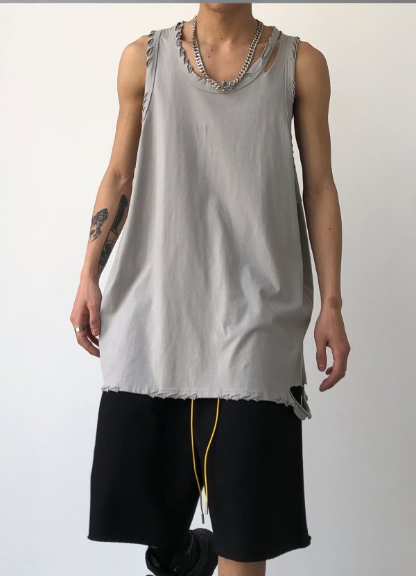 Casual Distressed Longline Vest For Sale