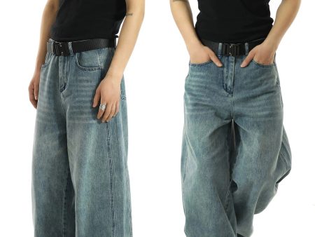 Washed Wide-leg Denim Pants For Cheap