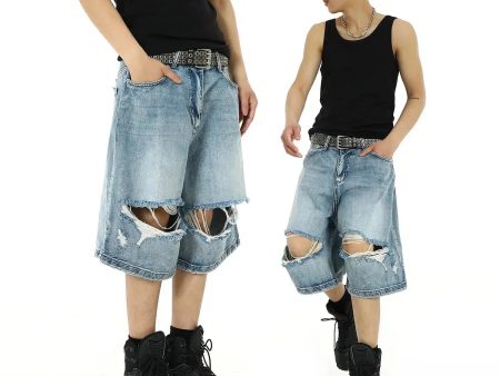 Washed Ripped Denim Shorts For Discount