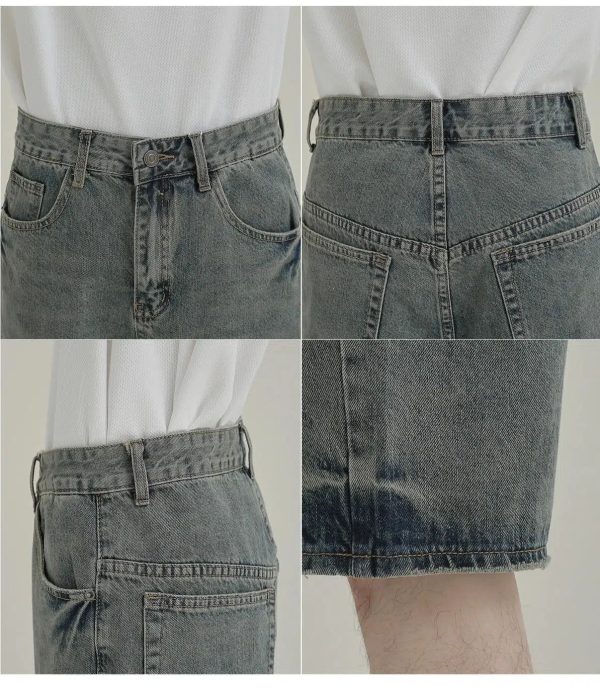 Vintage Gray Blue Denim Shorts For Discount